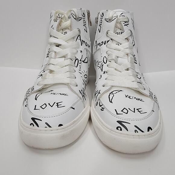 ZADIG & VOLTAIRE HIGH FLASH HIGH TOP LEATHER SNEAKERS, SIZE 40 - Picture 3 of 7